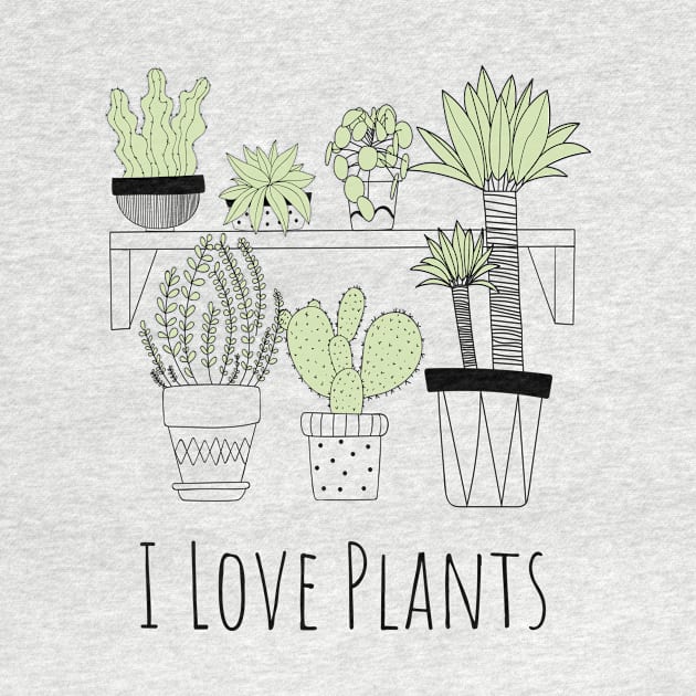 I Love Plants (dark) by Tee's Tees